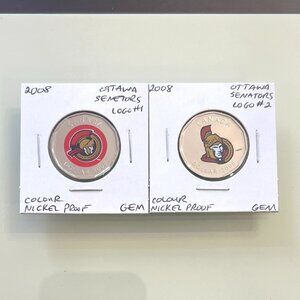 2008 Ottawa Senators Nickel Proof Coloured Logos 1 & 2 Loons!